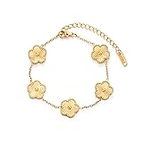 TICVSS Four Leaf Clover Bracelet for Women 18K Gold