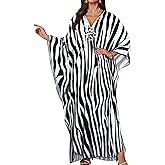 JILUVIN Kaftan Dresses for Women Plus Size V Neck Caftans Long Batwing Sleeve Beach Cover Ups Summer Floral Print Dress