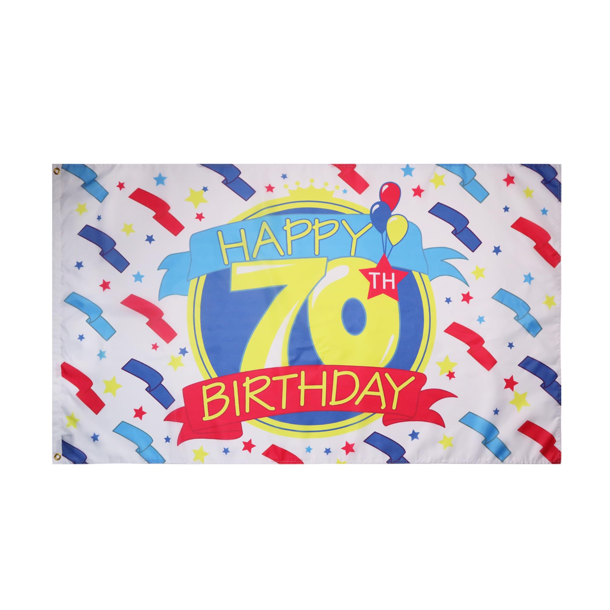 AZ FLAG - Happy 70Th Birthday Flag - 3x5 Ft - 100D Polyester 70Th Birthday'S Party Banner with Two Metal Grommets - Fade Resistant - Vivid Colors - 3' x 5' Feet - 150x90 Cm