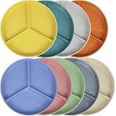 MKYHBOO Divided Plates Set, Wheat Straw Portion Control Plate, Reusable Round Divided Plates for Adults, Lightweight Bariatric Plate with Compartments (Round-Set of 9)