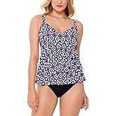 Swim Solutions Women's Jewels Printed Tiered Tummy Control One-Piece Swimsuit