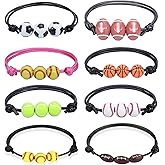 ZZ ZINFANDEL 8Pcs Basketball Bracelet Adjustable Braided Charm Bracelet for Men Cuff Bracelets,Basketball Bracelets Jewelry Sports Gifts for Basketball Players