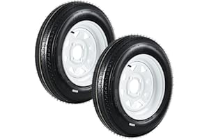 GarveeTech 4.80-12 480-12 480X12 Trailer Tire and Wheel Assembly, Heavy-Duty Load Range C 6PR, 4 Lug White Modular Wheel, 12 Inch Tires for Utility/Boat/Camper Trailers, Set of 2