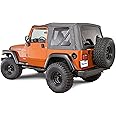 TACTIK Fabric Only Replacement Soft Top - Fits Jeep Wrangler TJ 1997-2006 - Custom-Fit Fabric Roof with Removable Side&Back Window Jeep TJ Soft Top Jeep TJ Top Cover (Without Door Skins, Black Denim)