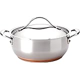 Anolon Nouvelle Stainless Steel Frying Pan/ Fry Pan/ Saute Pan/ Chefpan with Lid - 4 Quart, Silver