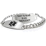 My Identity Doctor Medical Alert Bracelet Stainless Steel with Free Custom Engraving and ID Card, Curb Chain | Made in USA