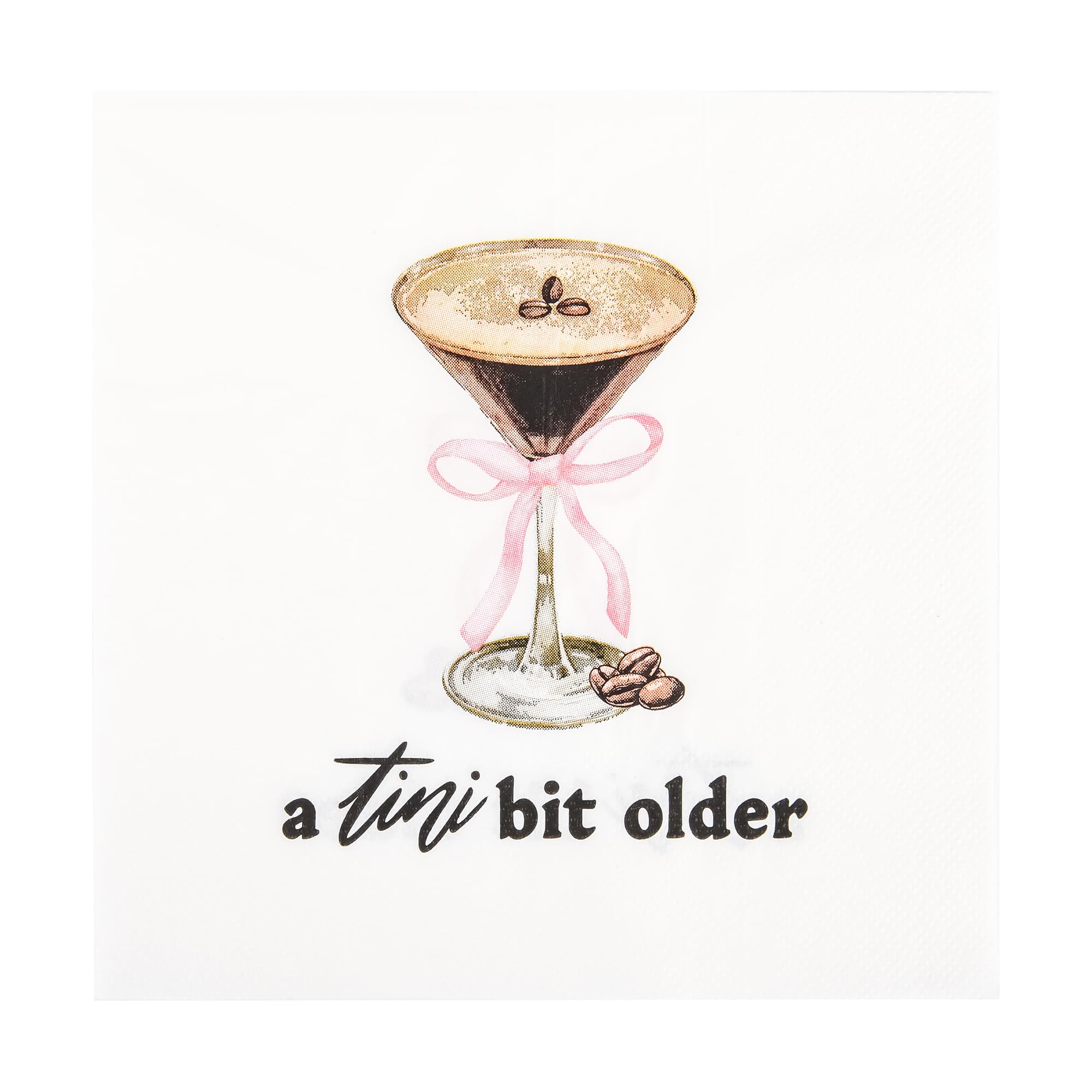 Photo 1 of 100Pcs Espresso Martini Party Napkins A Tini Bit Older Disposable Paper Napkins Martini Pink Bow Luncheon Cocktail Napkins for Martini Bachelorette Birthday Weenies and Tinies Party Supplies