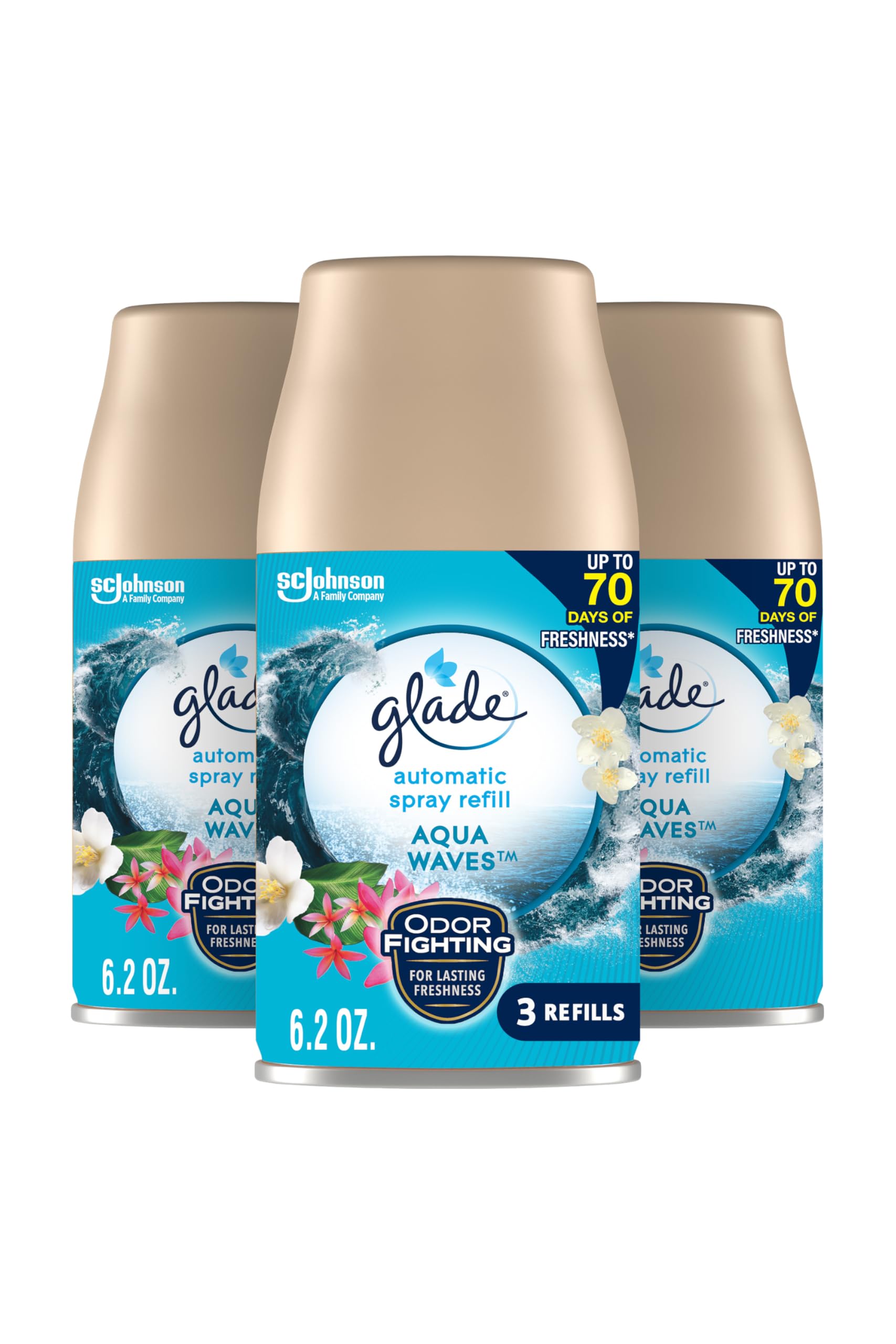 Photo 1 of Glade Automatic Spray Refill, Air Freshener for Home and Bathroom, Aqua Waves, 6.2 Oz, 3 Count
