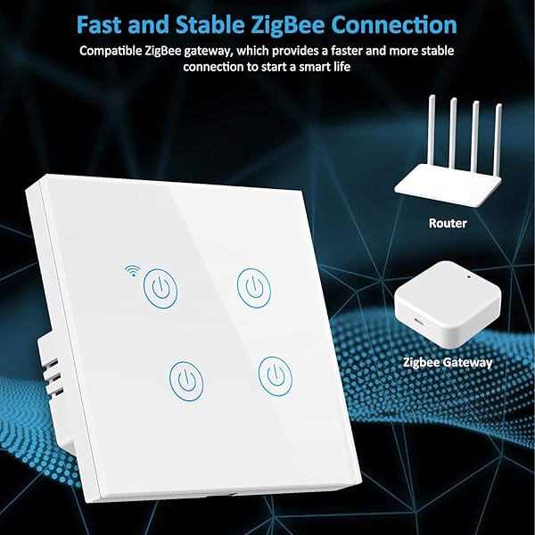 TEEKAR Interruptor de luz ZigBee 3 0 Control de aplicacin de Voz Interruptor de Pared Inteligente de Alexa Compatible con Alexa y Google Home Interruptor de luz con Pantalla tctil Inteligente