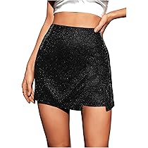 UMBRO■Women Nylon Sparkle Skirt Shorts SweatyRocks Women's High Waisted Asymmetrical Wrap Hem