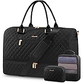 LOVEVOOK Travel Duffle Bag for Women, Weekender Overnight Bag with Shoe Compartment, Carry on Bag with Toiletry Bag, Gym Duffel Bag with Wet Pocket, Hospital Bags for Labor and Delivery 3 Pcs Set