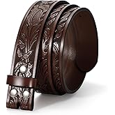 TRIWORKS Western Belt for Men without Buckle Cowboy Leather Belt Country Belt 1.5”Embossed Leather Belt Strap