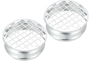 PATIKIL 4 Inch Duct End Cap with Steel Mesh, 2 Pcs Metal Tee Cap Galvanized Steel Round Dry Vent Cover Ducting Sealing Tee Pl