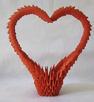 Aniviya Handmade 3d Origami Heartdark Orange