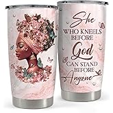 Black Woman Tumbler 20oz Stainless Steel Insulated Coffee Travel Mug Cup for Women Girls Gifts for Birthday Christmas