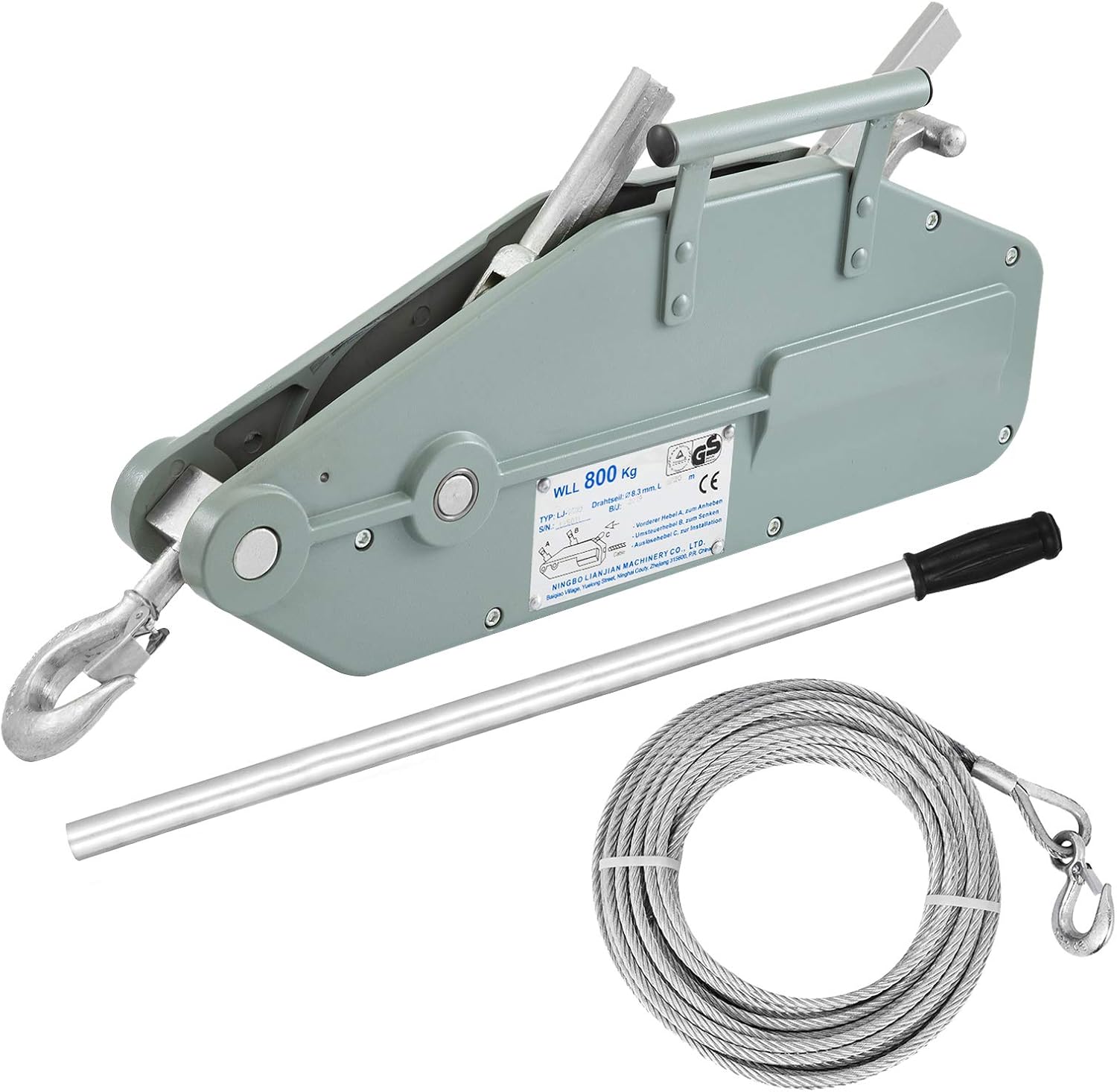 BestEquip 0.8T Wire Rope Grip Puller Swivel Hook Manual