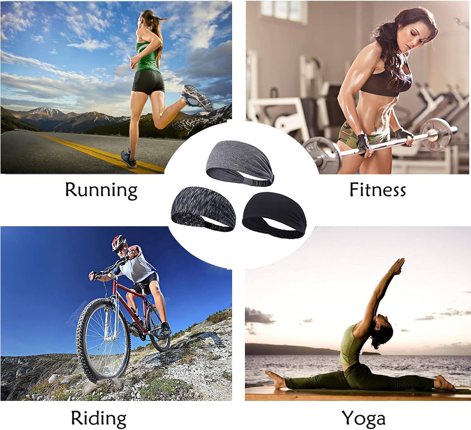 Joyfree Workout Headbands for Women Men Sweatband Yoga Sweat Bands Elastic Wide Headbands for Sports Fitness Exercise Tennis Running Gym Dance Athletic : Sports & Outdoors