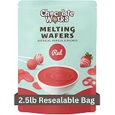Chocolate Works Red Melting Chocolate Wafers, 2.5lb (Pack of 1)
