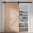 FREDBECK 48in x 96in Wood Sliding Barn Door with 8FT Barn Door Hardware Kit Included K Shape Solid Spruce Panel Sliding Door Double Surfaces Need to Assembly