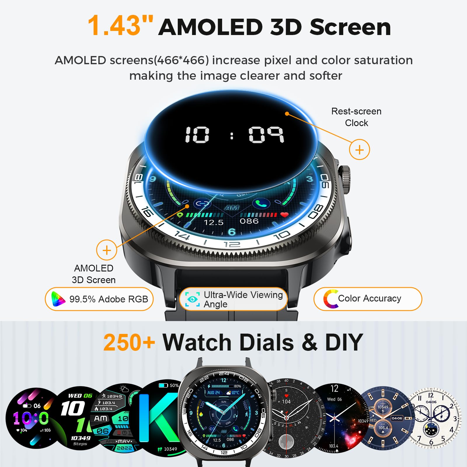 Smart Watch, 2025 AMOLED 3D 1.43