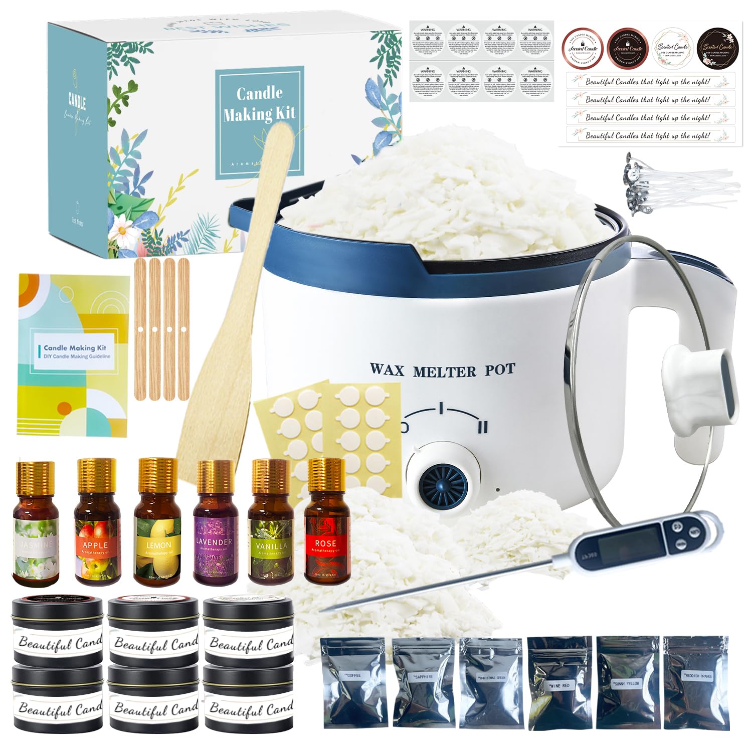 Ksedcon Soy Wax Candle Making Kit for Adults,Wax Melts Kit with Electric Wax Melter to Make Your Own Scented Candles 2lb(900g)