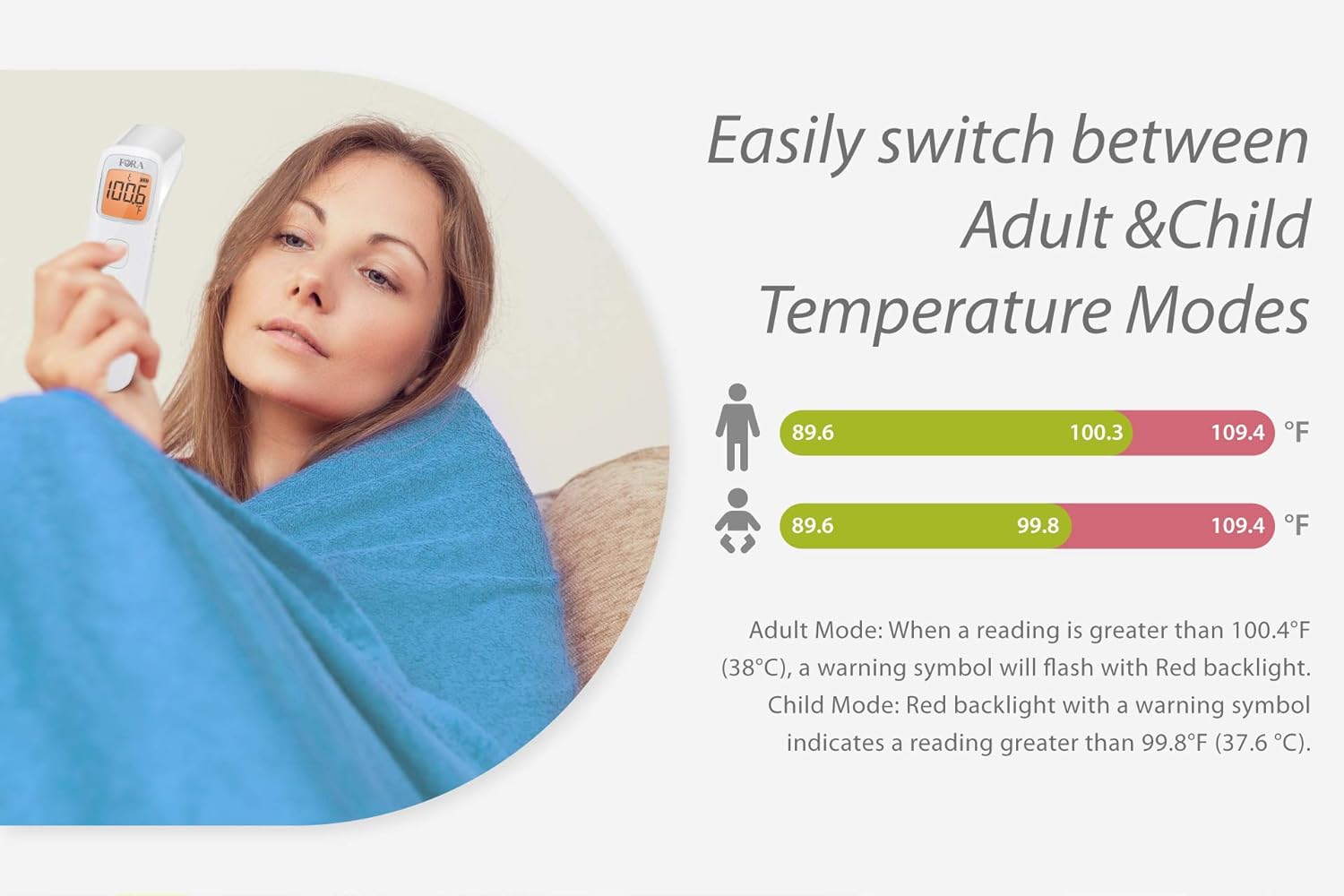 FORA IR42 Non-Contact Forehead Thermometer, Made in Taiwan, Fever Indicator for Baby, Kids, Toddlers and Adults : Baby