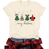 Christmas Shirts for Women Christmas Tree Graphic T Shirt Magical Holiday Xmas Tee Top