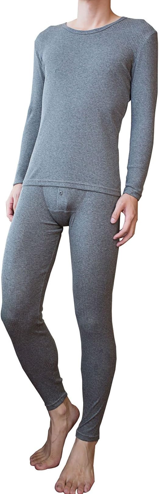 D&P Men's Underwear Long Sleeve Top and Long John Negligees Sets (XL