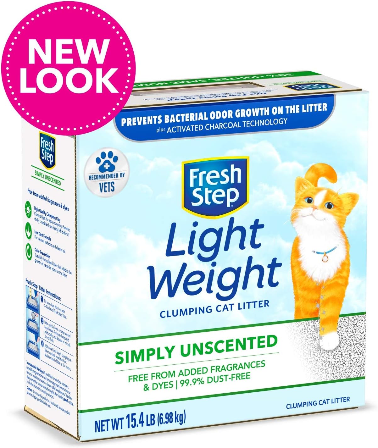 Fresh Step Simply Unscented Lightweight Litter, Clumping Cat Litter, 15.4 Pounds : Pet Supplies