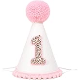 Pink First Birthday Party Crown for Baby Girls - Blush 1st Birthday Hat