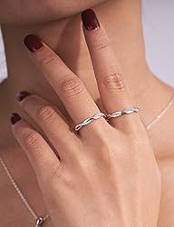 Oivley Wedding Band for Women Twisted Rope 925