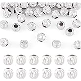 Pandahall 30Pcs 4mm Sterling Silver Spacer Beads Round Sterling Silver Loose Beads Infinite Pattern Bead Tiny Round Metal Bead for Bracelet Necklace Earring Jewelry Making