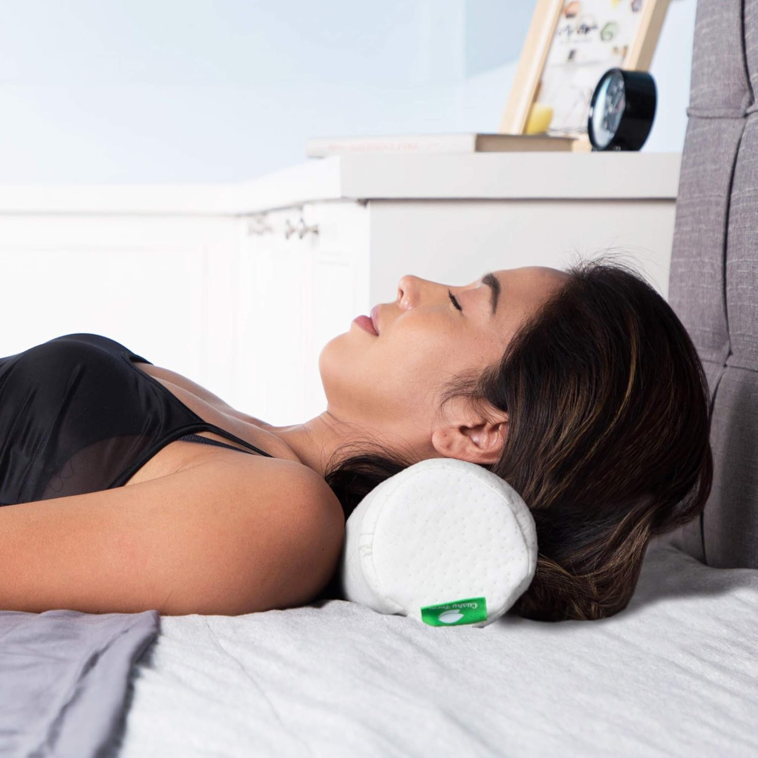 Cushy Form Neck Roll Pillow for Sleeping- Cylinder Round Cushion for Cervical Support - Memory Foam Bolster for Neck, Spine, Lumbar Traction, Spondylosis Pain Relief with Washable Bamboo Cover: Home & Kitchen