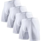Norcotton Men's Cotton Boxer Briefs 4-Pack - Moisture Wicking & Breathable Underwear with Double Layer Pouch Support