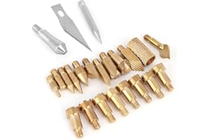 ZYYINI 23pcs Wood Burning Kit, 3.7mm Soldering Brass Wood Burning Pen Tips Pyrography Carving Tool Kit, Full Set Soldering Brass Pen for Embossing Carving Soldering Woodworking for Father's Gift