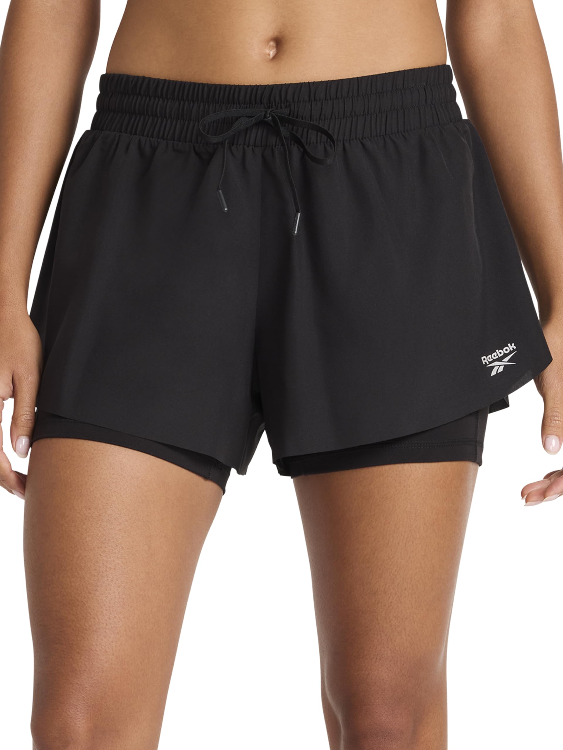 Reebok Women’s Swish Running 3” Short, Standard Fit, Lightweight Poly Woven Fabric, Black, Medium