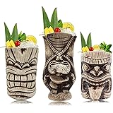 Tiki Mugs Set – Ceramic Toscano Lono Tiki Mug, Cocktail Mugs for Mai Tai, Punch, Pina Colada, and Tropical bar Drinks (TIKISET)
