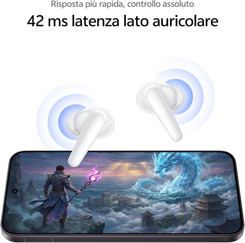Buds Pro - Auricolari Bluetooth 6.1 con Cancellazione Attiva del Rumore 55 dB, Batteria 55 Ore, Driver 11 mm, Latenza 42 ms, Audio Spaziale, IP54, 4,3 g
