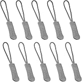 Fbshicung 10 Pcs Zipper Pull Replacemen Tab Heavy Duty Zipper Extender Cord for Bag Suitcase Jacket Luggage (Light Grey)
