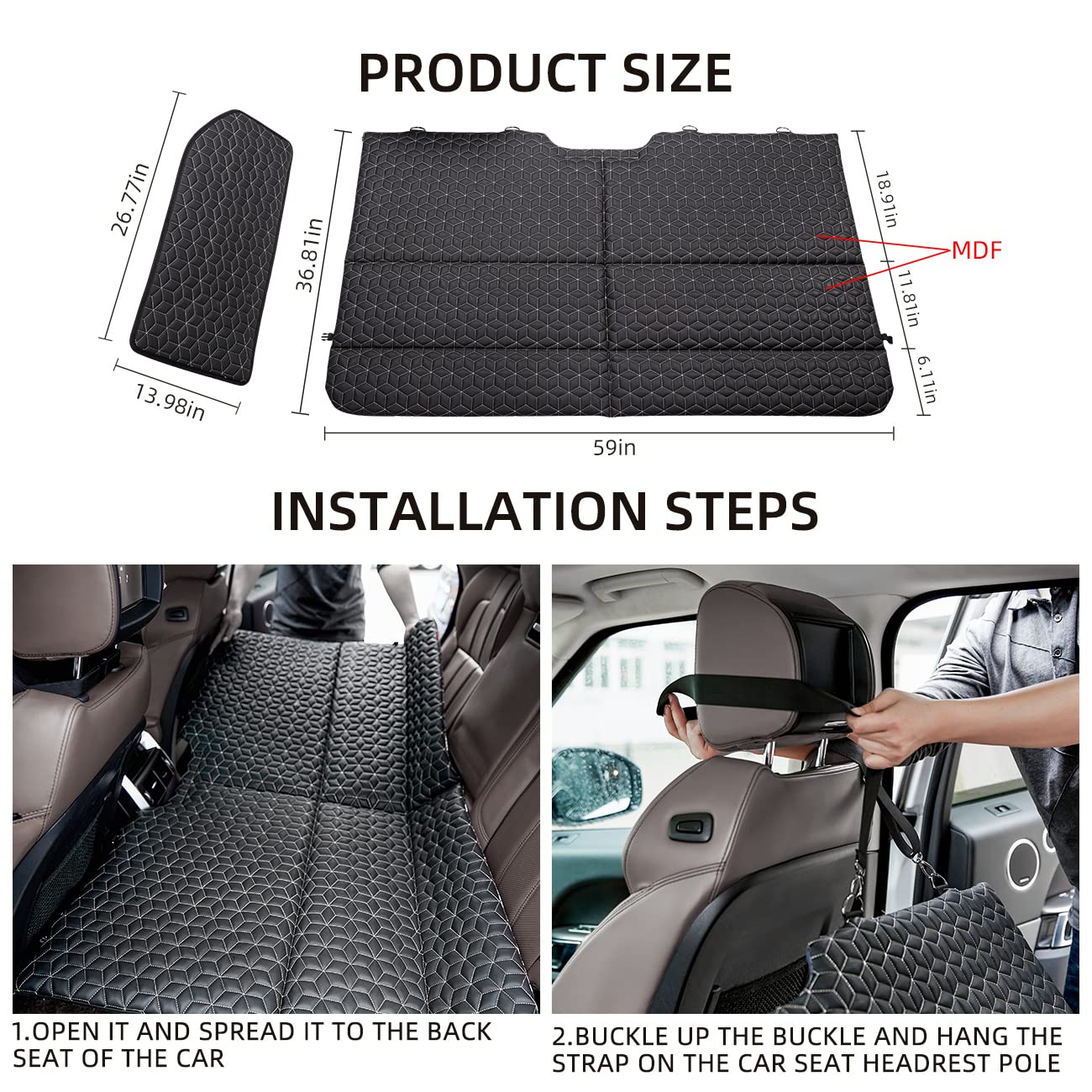 ABE Dog Back Seat Extender for Truck,Truck Dog Seat Cover Back Seat,Non Inflatable Truck Bed Mattress,Dogs Hammock,Pet Seat Covers for F150/RAM1500/Silverado