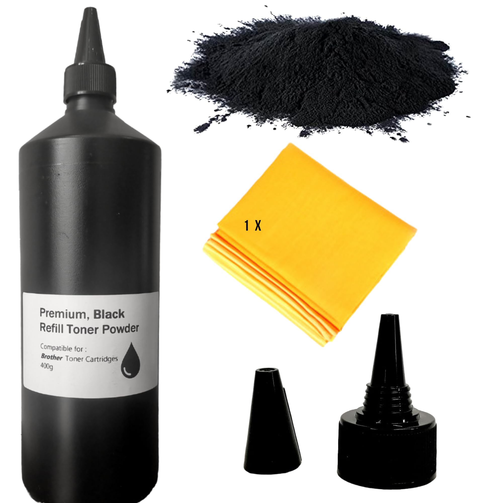 Compatible with Brother - 400g Black Refill Toner Powder Premium Refill kit - Universal For All Black/Colour Models