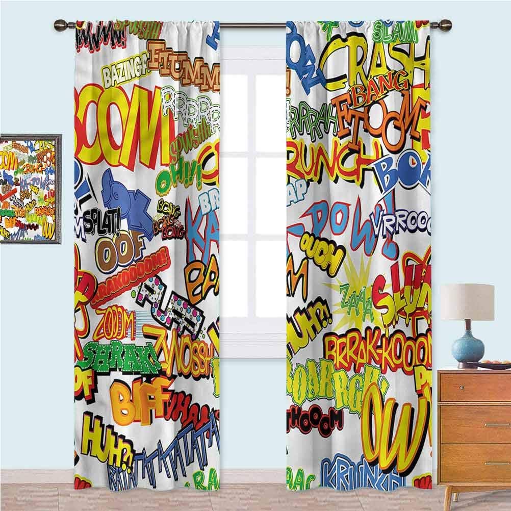 YUAZHOQI Superhero Curtains for Bedroom Comic Book Expressions Window