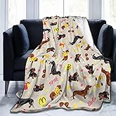 Dachshund Dog Star Fun Blanket, Soft Blankets Flannel Bed Throw Cozy Lightweight Plush Gifts for Kids Boys Girls Women Men Sofa Couch Bedroom Living Rooms Warm All Season, Home Decor, Small 50"x40"
