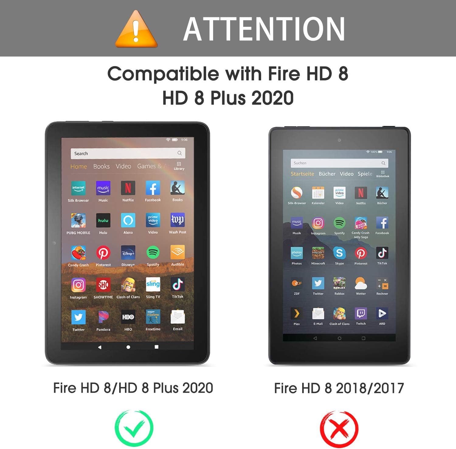 [2 pack] OMOTON Screen Protector for All-New Fire HD 8/Fire HD 8 Plus/Fire HD 8 Kids (10th Generation - 2020 Released), Tempered Glass/High Definition / 9H Hardness