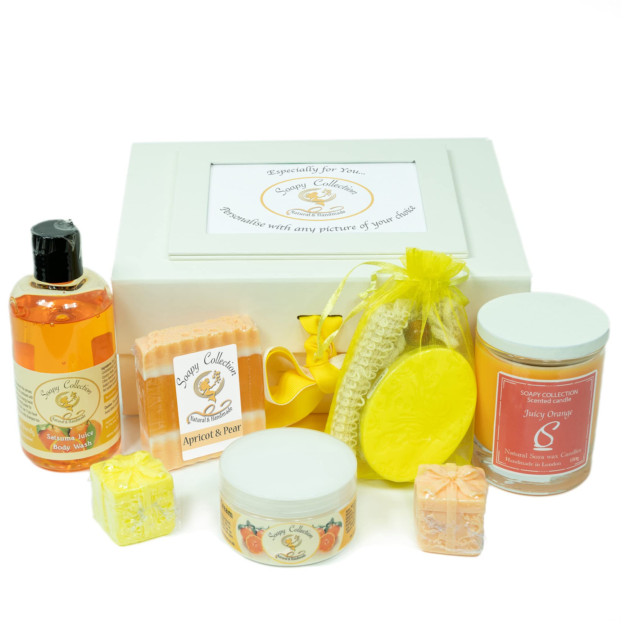 Soapy Collection -La Fruitée- Bath Gift Set for Women, Paraben free, UK Handmade, Natural Soaps & Shower Gel Eco Scented Candle Organic Body Cream, Great Ideas for Christmas, Birthday, Mothers Day