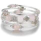 Beaded Pearl Bangle Wrap Bracelet - Fashion Bohemian Jewelry Multilayer Charm Bracelet with Thick Silver Metal Beads, Gift For Women