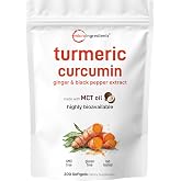 Micro Ingredients Turmeric Curcumin Supplement with Black Pepper &amp; Ginger, 300 Softgels | Made with MCT Oil | 95% Curcuminoids | Non-GMO, Gluten Free