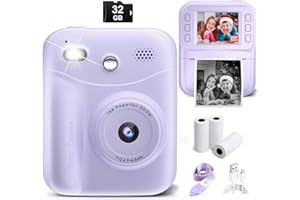 MINIBEAR Kids Camera Instant Print, Instant Print Camera for Kids Digital Camera Toddler Toys Christmas Birthday Gifts for 3 4 5 6 7 8 9 10 Year Old Boys Girls Video Camera with Print Paper, Purple