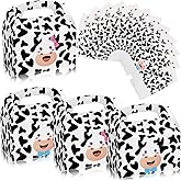 12 PCS Farm Cow Party Decorations Boxes, Farm Animal Party Supplies Bags Cute Cow Treat Candy Boxes Farm Theme Birthday Party Decorations Cow Print Gift Bags for Baby Shower Cow Party Supplies