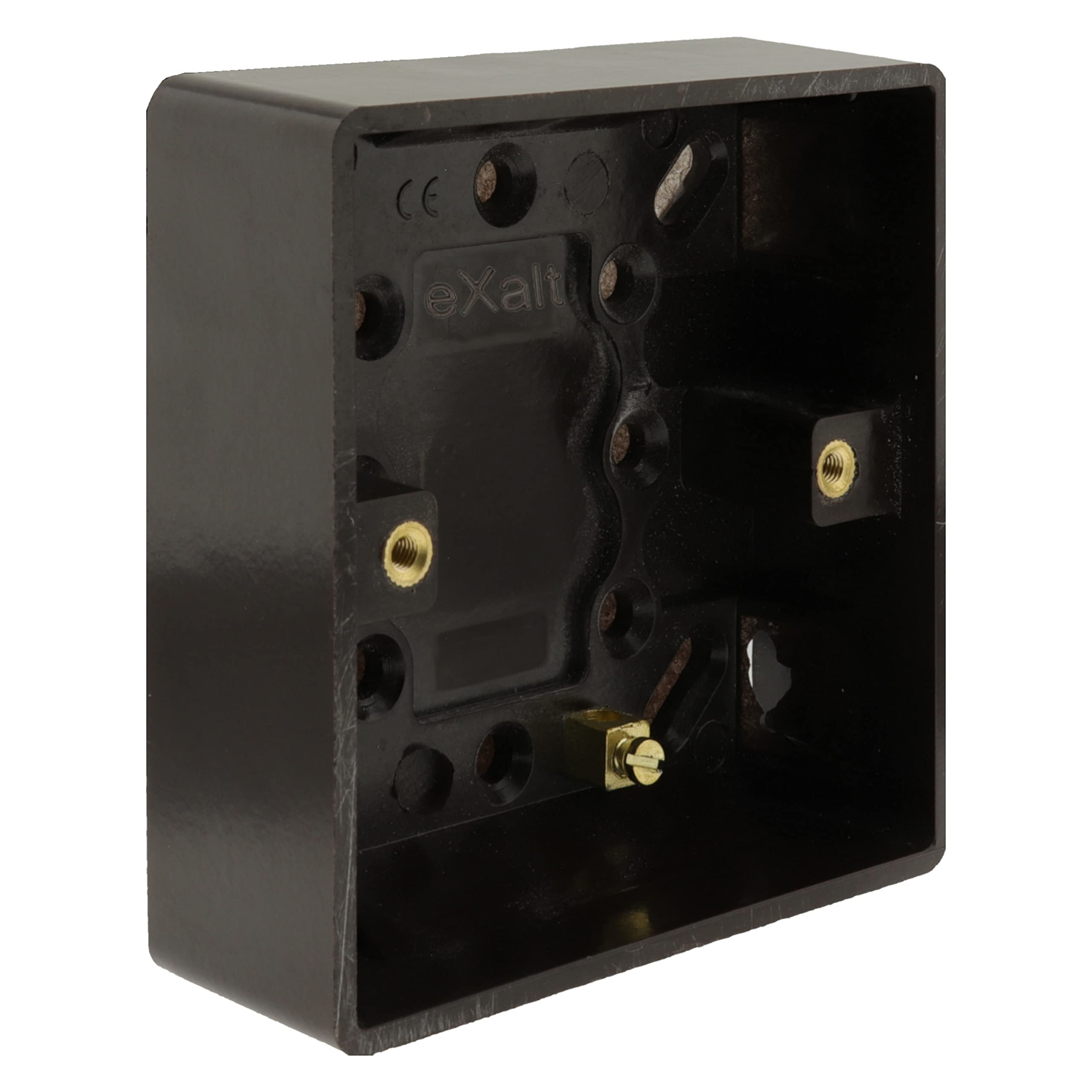 Art Deco Emporium Single 25mm Wall Pattress Box Mount in Vintage Period Style Bakelite Dark Brown Part of The New Exalt V2.0 Brand. Fits Standard UK Single Plug Socket or Single Switch Plate